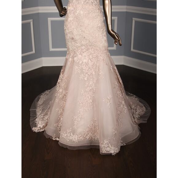 ISABELLE ARMSTRONG Zoe Blush Pink Beaded Strapless Wedding Dress Bridal Gown - Picture 4 of 14